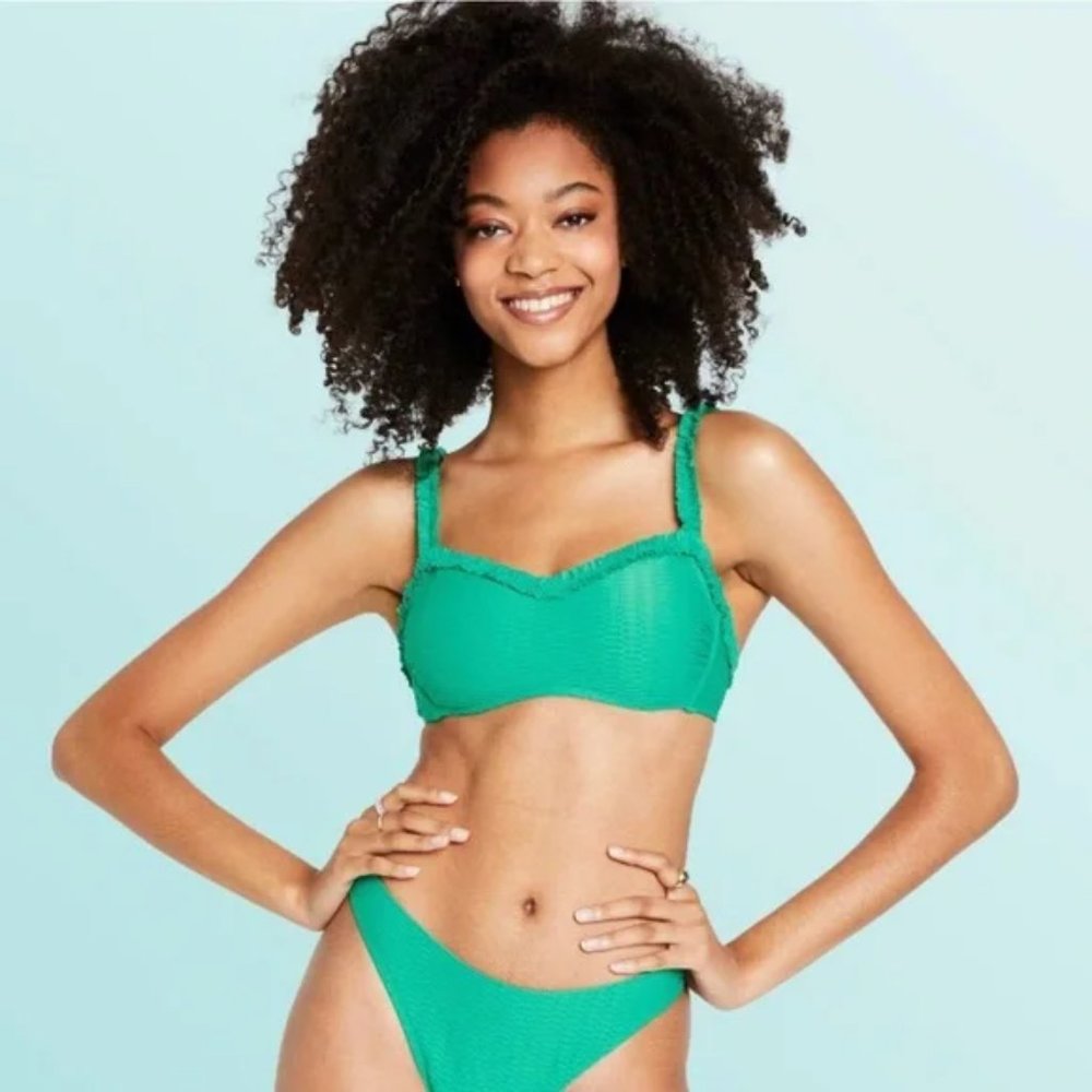 NWT Stoney Clover Lane Textured Sweetheart Neck Bralette Bikini Swim Top